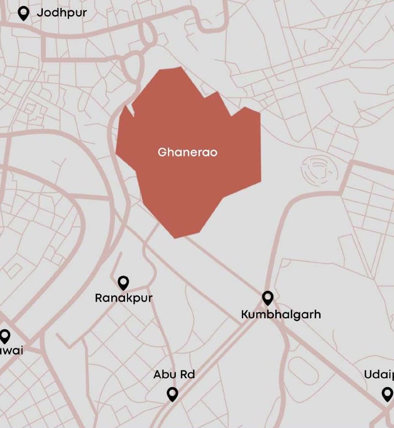 Regional map showing Ghanerao